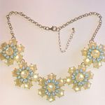 Elegant Floral Yellow and Blue Accents Boho Statement Necklace Photo 0