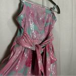 Hutch Anthropologie Aqua Balloon Mini Dress Sequin Bubblegum Blue & Pink Size 4 Photo 4