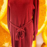 Calvin‎ Klein Red Long Sleeve Ribbed Sweater Dress with Belt Size Medium Photo 0