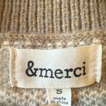 &merci & Merci Cream & Brown Checkered Puff Sleeve Sweater 3/4 Sleeve Size Small Photo 7