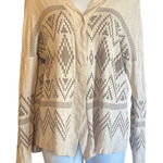 Debut  Brown Cream Southwestern Western Print Lightweight Open Cardigan Large Photo 0