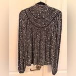 BODEN US10/UK14 Ruched Yoke Jersey Button Up Blouse Ditsy Black White Floral Size 10 Photo 8