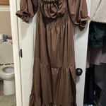 Off shoulder bohemian dress Brown Size M Photo 0