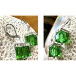 Light Emerald Earrings New Square Cube Rhinestones May Wedding Bride Cru… Green Photo 4