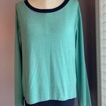 Truly Madly Deeply UO  long sleeve pullover green with dark blue trim Size Medium Photo 0