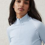 Cotton On NWT  Seamless Zip Front Long Sleeve Top, Small, Light Blue Photo 1