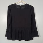 J. Crew Point Sur Romantic Crochet Lace Blouse Black Size 6 Cottagecore Boho Photo 6