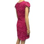 Love Point Pink Floral Crochet Overlay Cap Sleeve Zip Side Mini Dress Medium Size undefined Photo 4