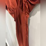 BHLDN NWT Anthropologie Women Leila Deep V Neck Flutter-Sleeve Satin Rust Gown 4 Photo 6