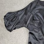 Max Studio Vintage Satin Top Womens M Black Puff Sleeve Button Up Whimsigoth Photo 3