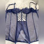 Victoria's Secret Indigo Blue Lace Mesh Lingerie Bra Piece: Strappy, Embroidered, Sheer: Sz. 34B Photo 3