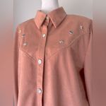 Vintage ‘90s Tag Peach Studded Western Collared Long Sleeve Button Down Shirt Orange Size XL Photo 0