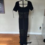 House Of CB HOUSE OF CB 'Lilla' Black Openwork Knit Midi Dress NWOT size S Photo 2