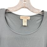 Jones New York Vintage ‎ Women's Petite Silk Top Short Sleeve Gray Blouse Size PL Photo 5