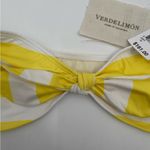 VERDELIMÓN Bikini Top Striped Voile Yellow White Bandeau NWT Size Extra Small Photo 9