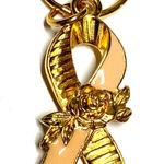 Vintage Gold & Peach Awareness Ribbon Keychain with Rose Detail Photo 0