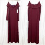Simon Miller Rib Espen Ribbed Off Shoulder Maxi Dress: Burnt Burgundy Size L Photo 3