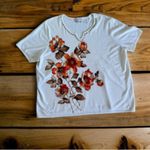 Alfred Dunner Plus size 2X Womens Cream Pullover Sweater Short Sleeve Floral Brown Photo 1