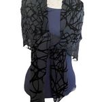 Handmade  black sheer and velvet geometric design scarf 50x42 inches Photo 0