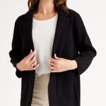 Quince  Women’s 100% Organic Cotton Knit Blazer Open Front Black Size XS Photo 0
