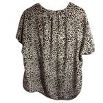 Gap Low Cut V-Neck Loose Fit Animal Print Women’s Short Sleeve Cuff Blouse Xl Photo 12