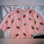 ZARA Pink Strawberry Balloon 3/4 Sleeve Sweater Photo 5