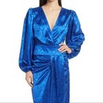 Ronny Kobo Royal Blue Satin Damask Eugenia Surplice Crop Blouse Top Size Small Photo 2