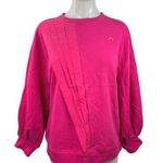 Terez  Pink Crewneck Pleat Front Long Sleeve Pullover Sweatshirt Top Size S Photo 0