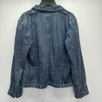 Christopher & Banks Denim Embroidered Flower Button Front Jean Jacket Blazer by  Photo 6
