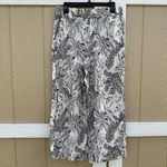 Tahari  Leaf Cropped Wide-Leg Linen Pull On Pants Women’s Size Large Pockets Photo 0