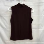 Women's dark brown soft stretch mock neck cutout sleeveless shirt‎ blouse small Photo 3