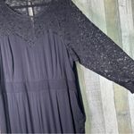 Torrid Size 4 Black Wide Leg Jumpsuit Lace 3/4 Sleeves Side Zip Back Tie Keyhole Photo 3