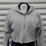 SELF E Womens Jacket Size XS Gray Y2K Cropped Hoodie Full Zip Quilted Heart NWT Photo 4