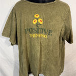 Fifth Sun Flower Fest Double Side Acid Positive Green Crew Neck Cropped Tshirt Sz 3XL Photo 0
