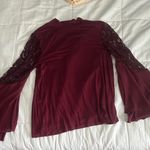 Joseph A  Burgundy Lace Sleeve Blouse Photo 0