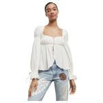 Urban Outfitters  Allie Tie Sleeve Blouse Babydoll Boho Long Sleeve Size Medium Photo 8