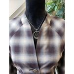 Signature by Larry Levine Jacket Womens Small Purple Plaid 3/4 Sleeve Tie Belted Photo 1