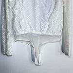 Free People  Goldie Ruffled‎ Lace Bodysuit Ivory Size S Cottagecore Soft Girl Photo 7