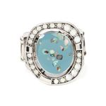 Paparazzi NWOT BEACH BIJOU - BLUE SHELL-LIKE IRIDESCENT FLECK SILVER RING - Photo 0