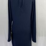 Dual Nature New  Halter Cutout Long Sleeve Dress Ribbed Knit Mini Navy Blue Photo 7