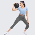 High Waist Yoga Pants with Pockets Workout Running Capri Leggings Dark Gray S Photo 1