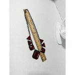 Geometric Statement Necklace Gunmetal Red‎ Gemstone Matinee 20 Inch Chunky Red Photo 3