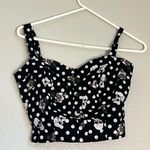Hot Topic  Black & White Polka Dot Skull & Rose Girls Crop Tank S M Photo 1