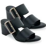 Olivia & Kate Black Francesa Buckle Heeled Sandal Photo 0