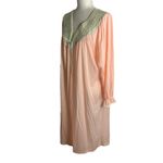 Vintage 60's Ashley Ames Nylon Robe L Pink Embroidered Tie Front Peignoir Size L Photo 5