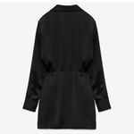 ZARA Satin Effect Long Sleeve Little Black Dress Photo 3