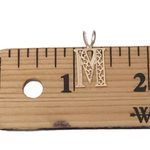 14k Yellow Gold Dainty Letter M Initial Name Monogram Necklace Pendant Charm Photo 3