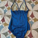 Vintage Gabar High Leg One Piece Swimsuit Bright Blue Size S/M Made In USA 80’s Photo 2