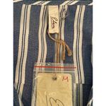 Elan  Blue Striped Long sleeve Faux Wrap Tie Top Shirt Medium Photo 7