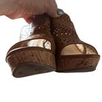 🔵 SALE 3/$25 REPORT WEDGE DANICA PLATFORM SLIPON LASER CUT TAN SANDAL SHOES Size 7.5 Photo 6
